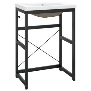 vidaXL Cadre de lavabo de salle de bain vasque &agrave; encastrer Noir Fer