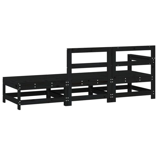 vidaXL Salon de jardin 3 pcs noir bois massif de pin