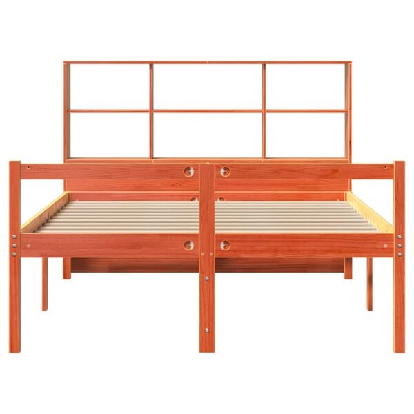 vidaXL Lit biblioth&egrave;que sans matelas cire marron 140x200cm bois massif