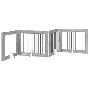 vidaXL Porte de chien pliable avec supports 4 pc Sonoma gris 401 cm