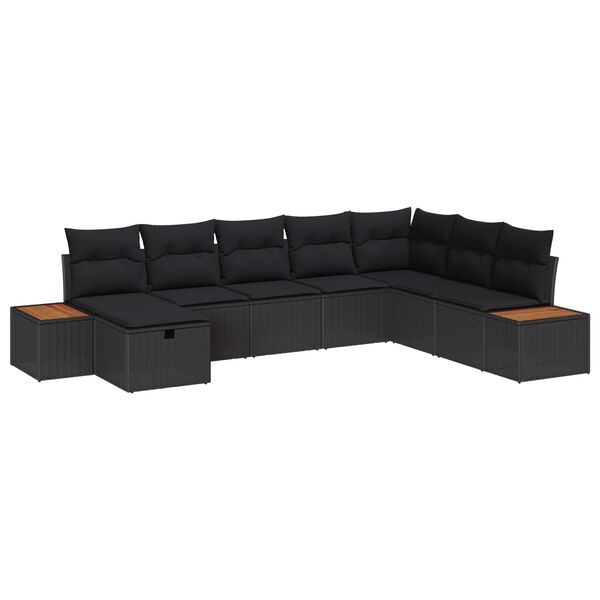 vidaXL Ensemble de canap&eacute; de jardin avec coussin Noir polyrotin
