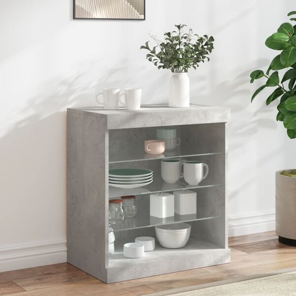vidaXL Buffet avec lumi&egrave;res LED gris b&eacute;ton 60,5x37x67 cm