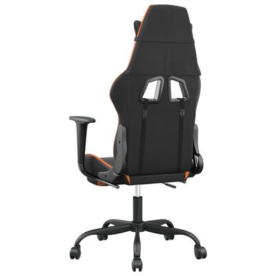 vidaXL Chaise de jeu avec repose-pied Noir et orange Similicuir