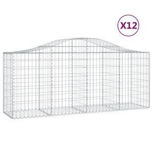vidaXL Paniers &agrave; gabions arqu&eacute;s 12 pcs 200x50x80/100 cm Fer galvanis&eacute;