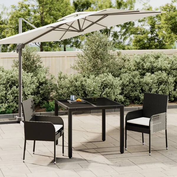 vidaXL Ensemble &agrave; manger de jardin avec coussins 3 pcs Noir