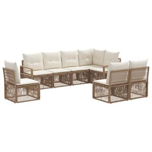 vidaXL Ensemble de canap&eacute; de jardin 8 pc Beige polyrotin