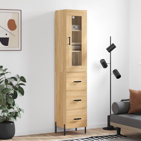 vidaXL Buffet haut Ch&ecirc;ne sonoma 34,5x34x180 cm Bois d'ing&eacute;nierie