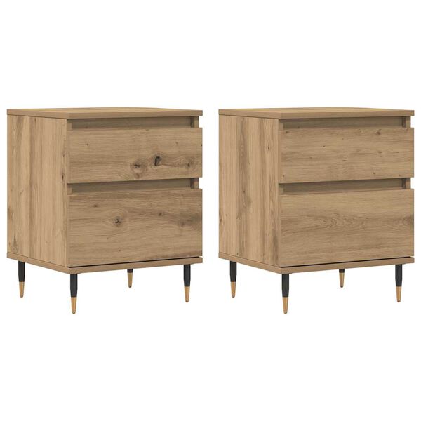 vidaXL Tables de chevet 2 pcs ch&ecirc;ne artisanal 40x35x50 cm