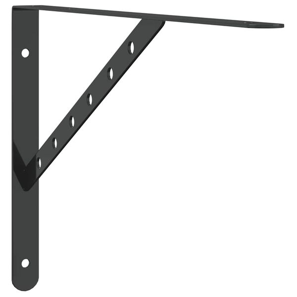 vidaXL Supports d'&eacute;tag&egrave;res 4 pcs 40x2,5x25 cm noir acier inoxydable
