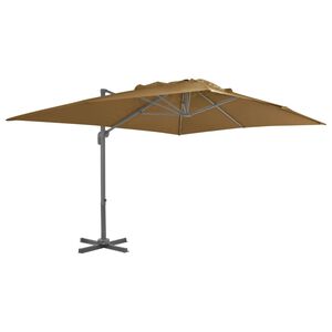 vidaXL Parasol de jardin d&eacute;port&eacute; avec m&acirc;t en aluminium 400 x 300 cm Taupe