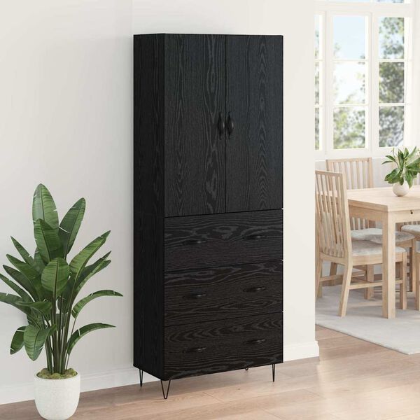 vidaXL Haut Armoire Montage mural 2 pcs Ch&ecirc;ne noir Bois d'ing&eacute;nierie
