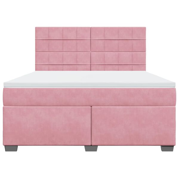 vidaXL Sommier &agrave; lattes de lit avec matelas Rose 180x200 cm Velours