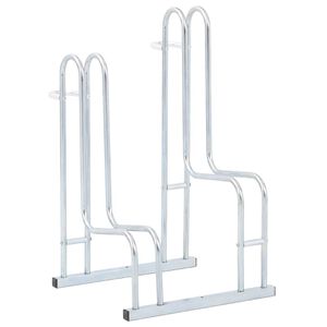vidaXL Support de v&eacute;lo au sol autoportant pour 2 v&eacute;los acier galvanis&eacute;