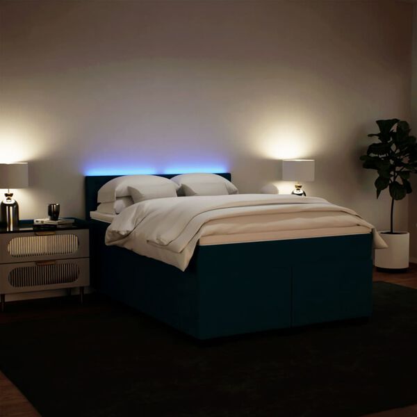 vidaXL Sommier &agrave; lattes de lit et matelas bleu 140x190 cm velours