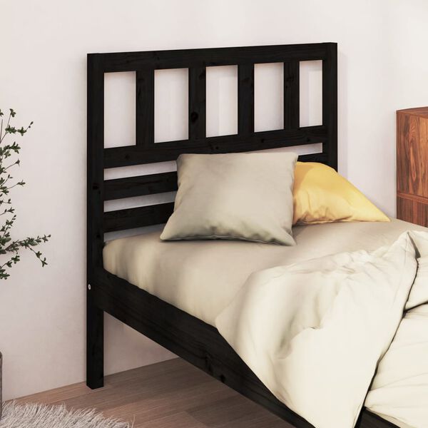 vidaXL T&ecirc;te de lit Noir 106x4x100 cm Bois massif de pin