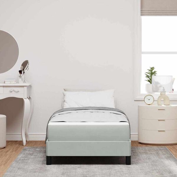 vidaXL Lit &agrave; ressorts avec matelas Gris clair 100 x 200 cm tissu