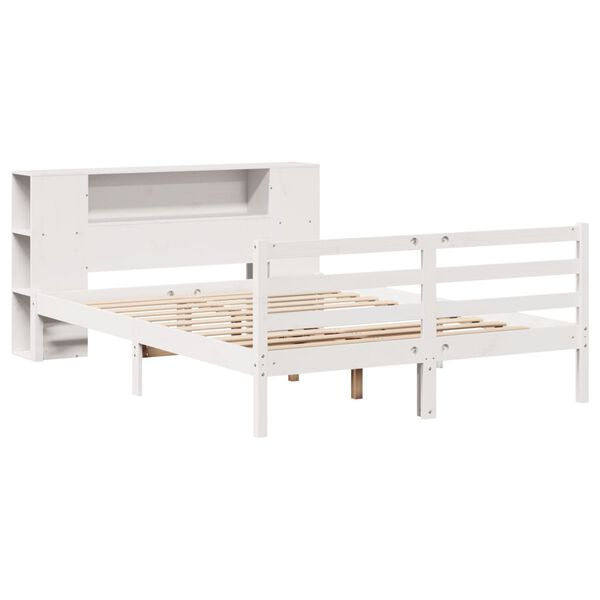 vidaXL Lit biblioth&egrave;que sans matelas blanc 140x200 cm bois pin massif