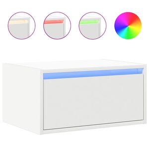 vidaXL Table de chevet murale avec lumi&egrave;res LED blanc