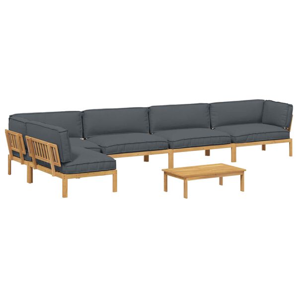 vidaXL Ensemble de Canap&eacute;s Uni 6 pcs Anthracite Bois d'Acacia Massif