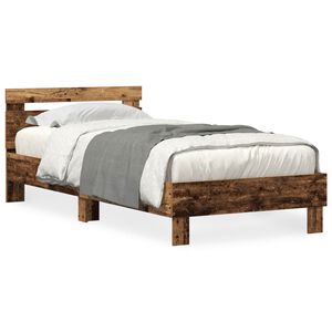 vidaXL Cadre de lit avec LED Bois ancien 75 x 190 cm Bois d'ing&eacute;nierie