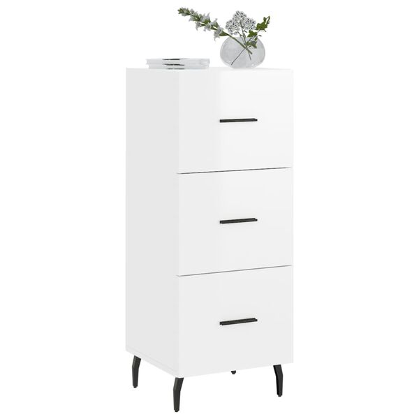 vidaXL Buffet Blanc brillant 34,5x34x90 cm Bois d'ing&eacute;nierie