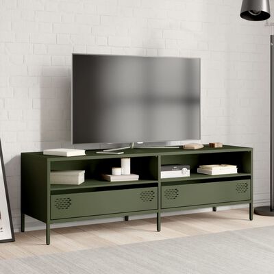 vidaXL Meuble TV vert olive 135x39x43,5 cm acier laminé à froid