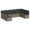 vidaXL Salon de jardin 9 pcs avec coussins gris r&eacute;sine tress&eacute;e