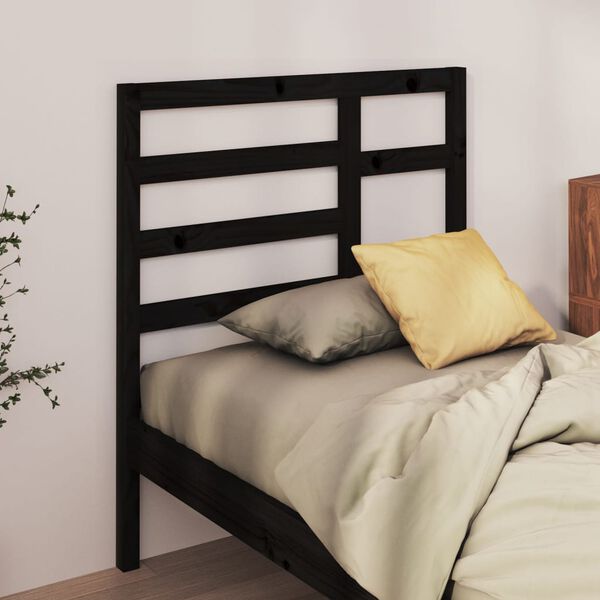vidaXL T&ecirc;te de lit Noir 81x4x104 cm Bois massif de pin