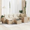 vidaXL Salon de jardin avec coussins 7 pcs beige r&eacute;sine tress&eacute;e