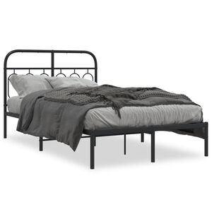 vidaXL Cadre de lit m&eacute;tal sans matelas avec t&ecirc;te de lit noir 120x190cm