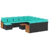 vidaXL Ensemble de canap&eacute; de jardin 13 pcs avec coussins noir