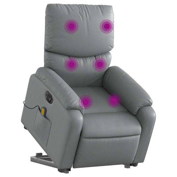vidaXL Fauteuil inclinable de massage &eacute;lectrique gris similicuir