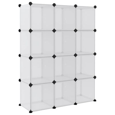 vidaXL Cubes de rangement 12 pcs avec portes Transparent PP
