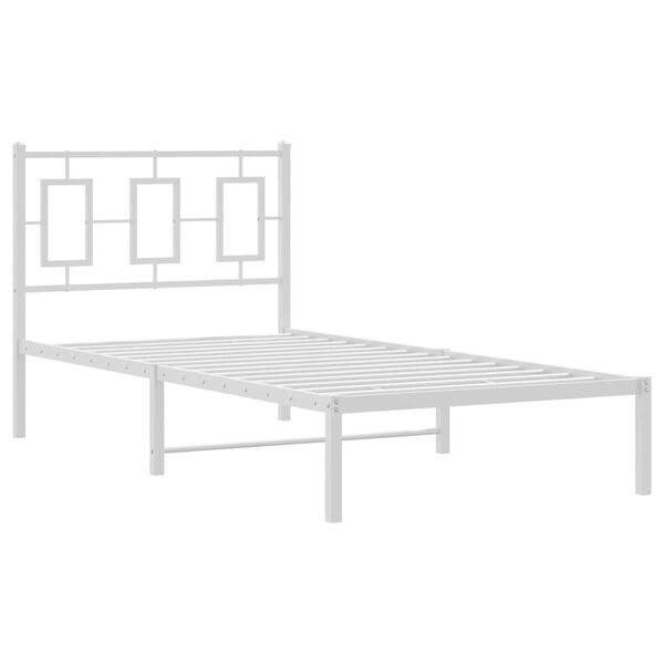 vidaXL Cadre de lit métal sans matelas avec tête de lit blanc 90x190cm