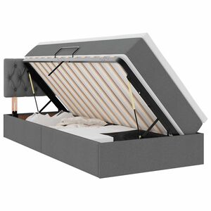 vidaXL Lit avec rangement et LED avec LED Gris fonc&eacute; 90 x 190 cm tissu