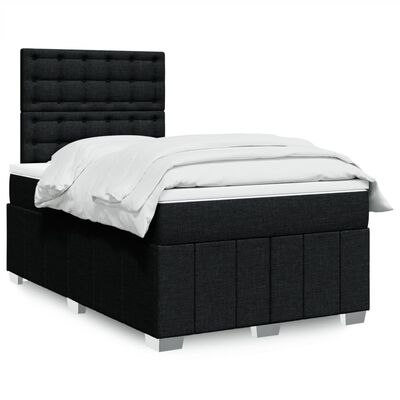 vidaXL Sommier à lattes de lit avec matelas Noir 120x200 cm Tissu