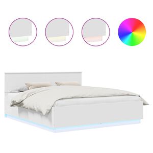 vidaXL Cadre de lit Blanc 200 x 200 cm Bois d'ing&eacute;nierie