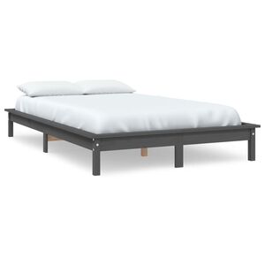 vidaXL Cadre de lit sans matelas gris bois de pin massif