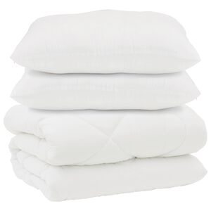 vidaXL Couette avec Oreillers 3 pcs Blanc Microfibre et Plumes D'oie