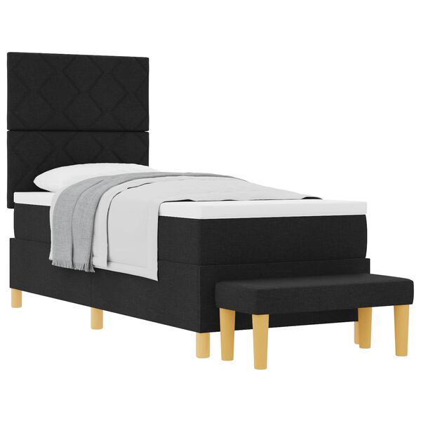 vidaXL Lit &agrave; ressorts avec matelas Noir 80 x 200 cm tissu