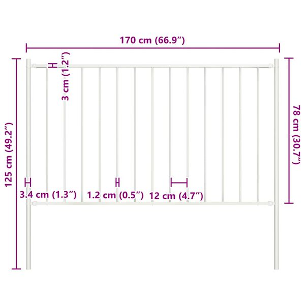 vidaXL Panneau de cl&ocirc;ture avec poteaux en acier thermolaqu&eacute; 1,7 x 0,75 m Blanc