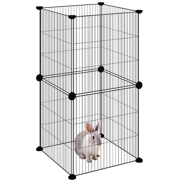vidaXL Cage animaux de compagnie à 8 panneaux Noir 35x35 cm Acier