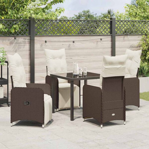 vidaXL Ensemble de salle à manger pour jardin 5 pcs Marron Poly rotin