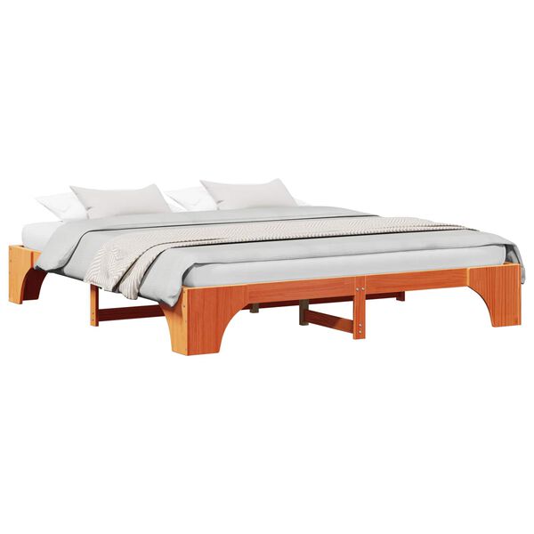 vidaXL Cadre de lit Brun cire 180 x 200 cm Pin massif