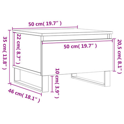 vidaXL Table basse sonoma gris 50x46x35 cm bois d'ingénierie