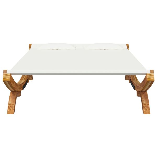 vidaXL Lit de repos ext&eacute;rieur 165x188,5x46 cm Bois courb&eacute; massif Cr&egrave;me