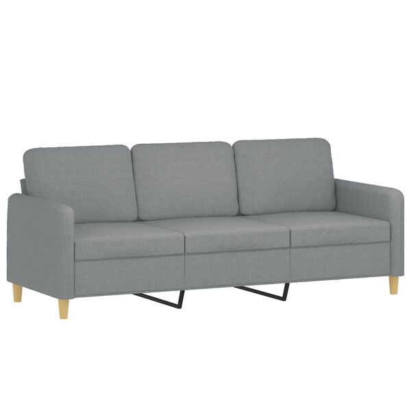 vidaXL Canap&eacute; &agrave; 3 places avec repose-pieds Gris clair 180 cm Tissu