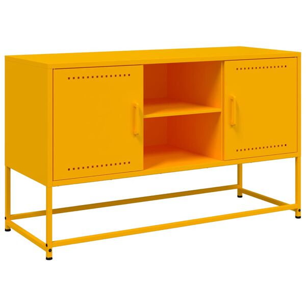 vidaXL Meuble TV jaune moutarde 100,5x39x60,5 cm acier