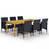 vidaXL Ensemble &agrave; manger de jardin 7 pcs Noir