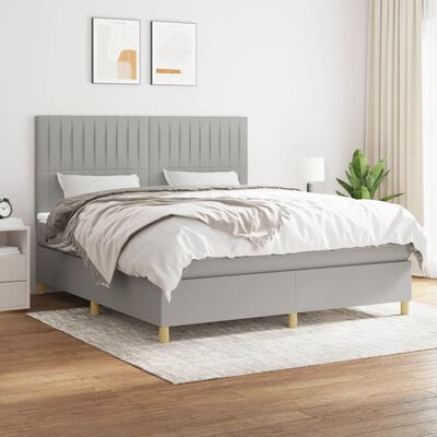 vidaXL Sommier à lattes de lit avec matelas Gris clair 180x200cm Tissu